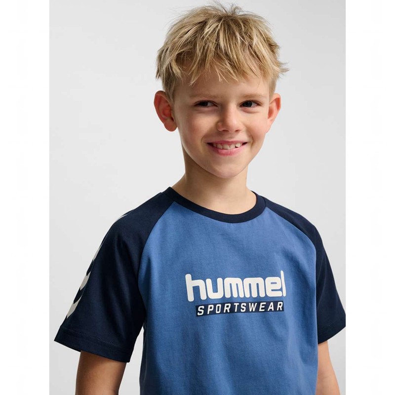 T Shirts Hummel Jr Logo S/S Enfant Bleu | 389133-191