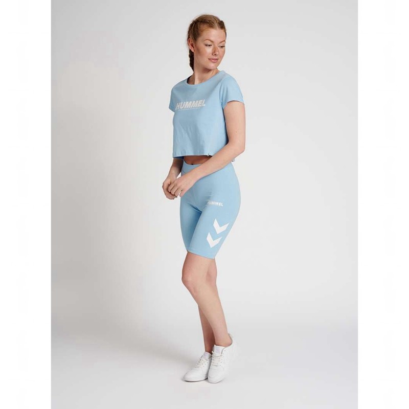 T Shirts Hummel Legacy Cropped Femme Bleu | 318302-272