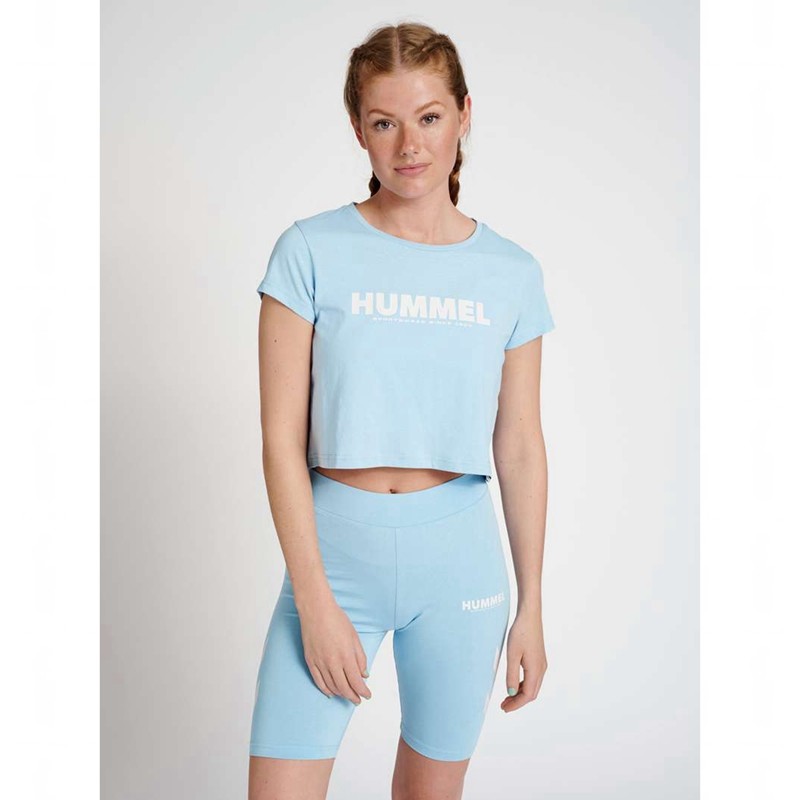 T Shirts Hummel Legacy Cropped Femme Bleu | 318302-272