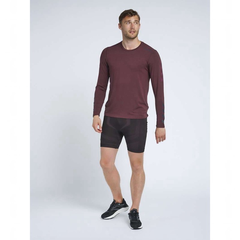 T Shirts Hummel Mace Ls Homme Bordeaux | 031609-425