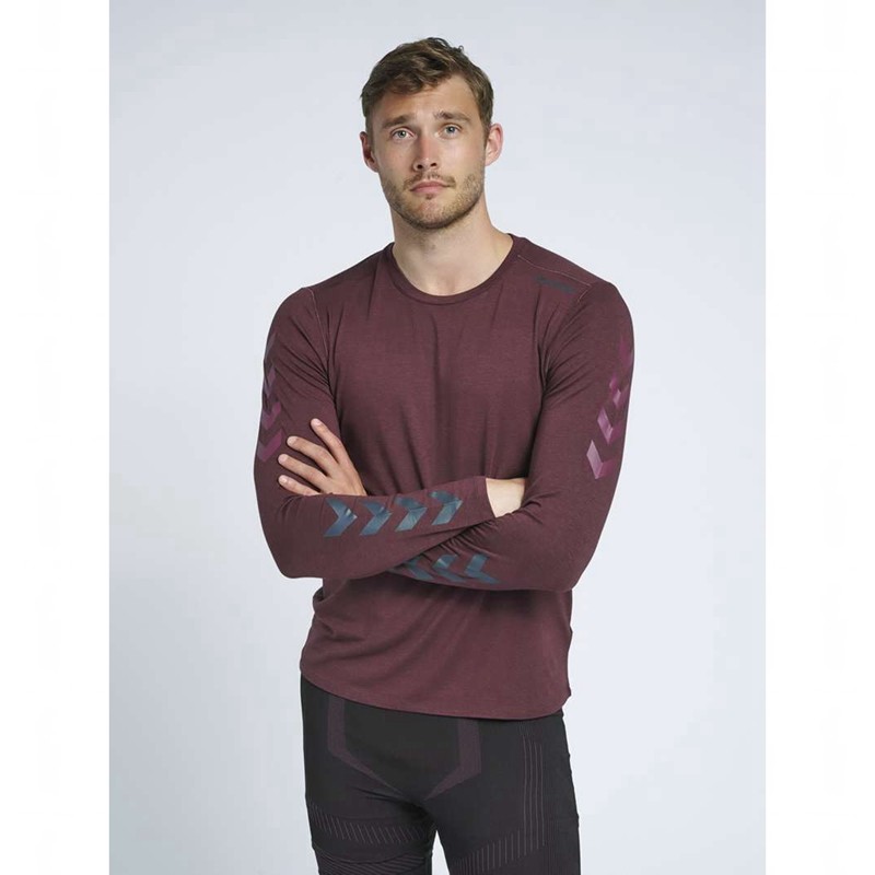 T Shirts Hummel Mace Ls Homme Bordeaux | 031609-425