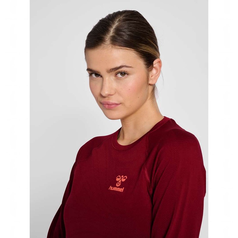 T Shirts Hummel Ongrid Seamless L/S Wo Femme Rouge | 333431-188