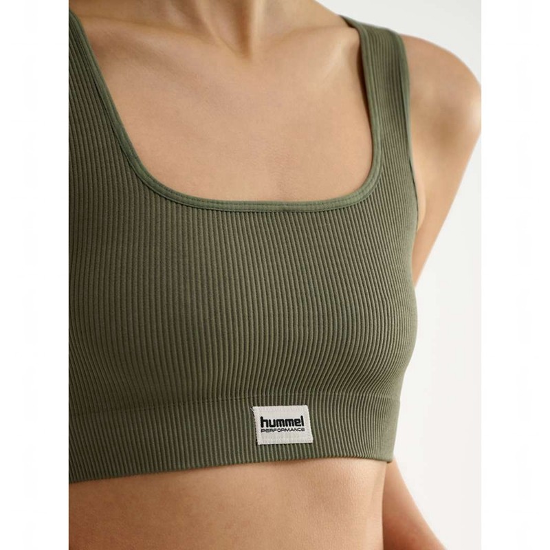 T Shirts Hummel Pulse Seamless Rib Femme Vert Olive | 826708-049
