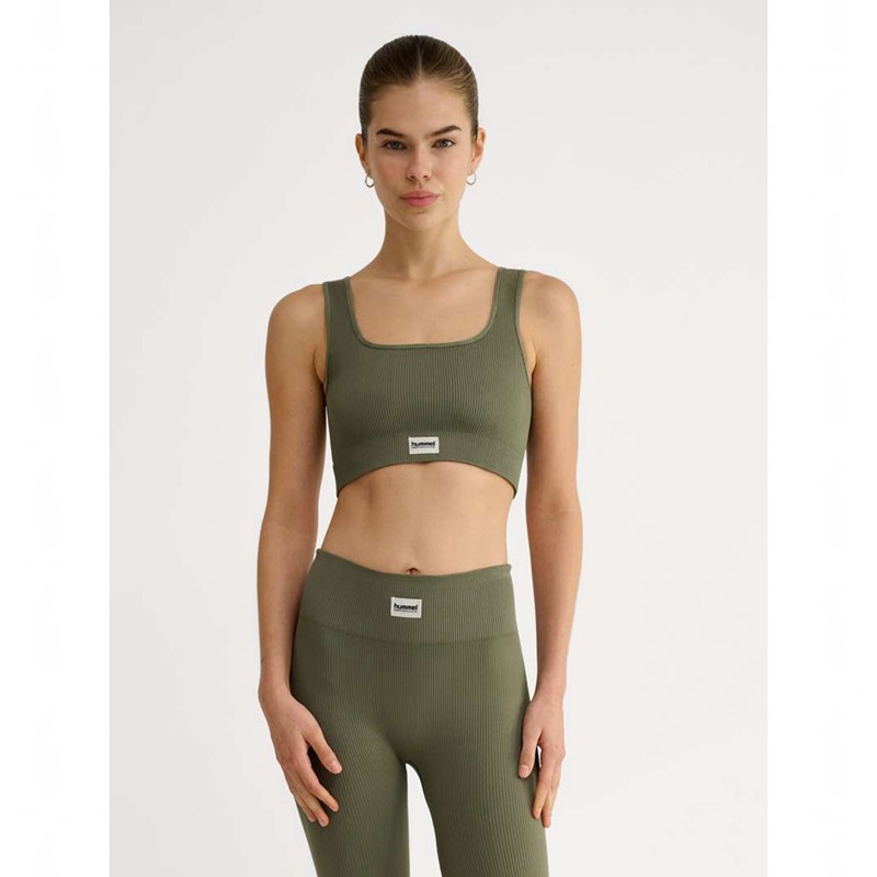 T Shirts Hummel Pulse Seamless Rib Femme Vert Olive | 826708-049