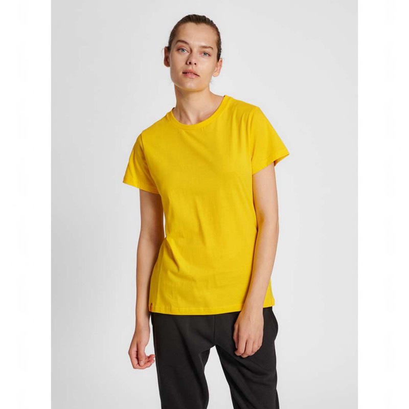 T Shirts Hummel Red Basic S/S Femme Jaune | 836244-760