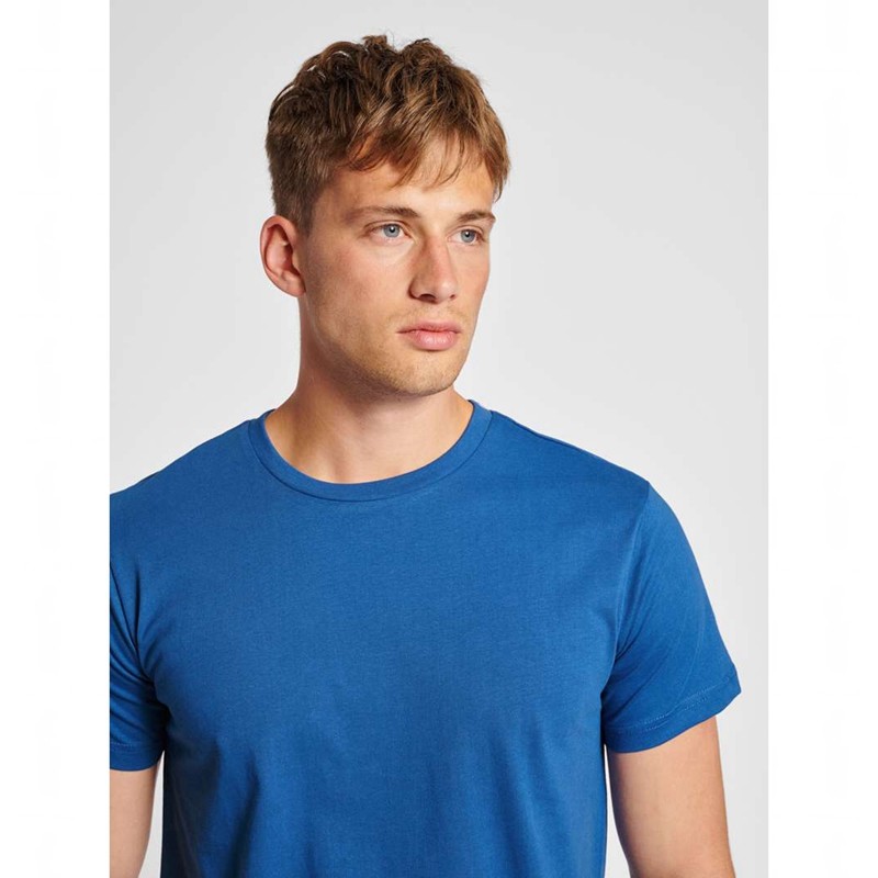 T Shirts Hummel Red Basic S/S Homme Bleu | 388910-847