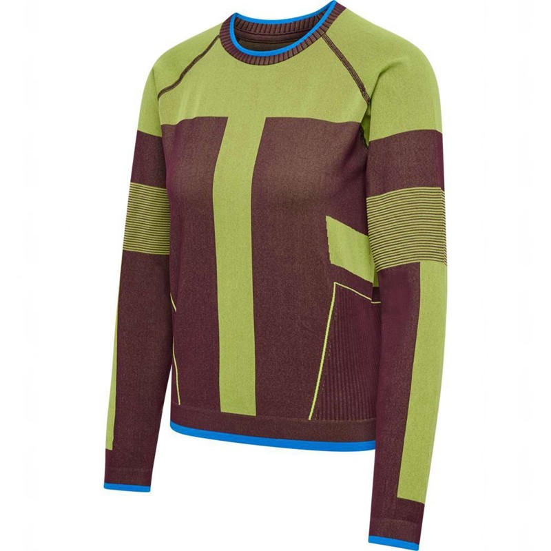 T Shirts Hummel Seamless Ls Femme Vert | 813664-856
