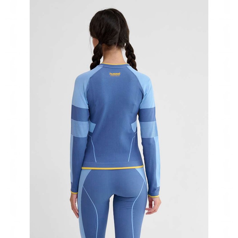 T Shirts Hummel Seamless Tee Ls Femme Bleu | 912385-998