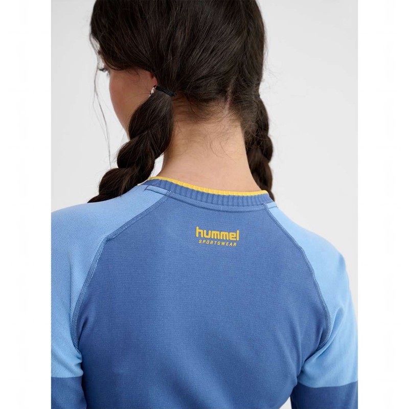 T Shirts Hummel Seamless Tee Ls Femme Bleu | 912385-998