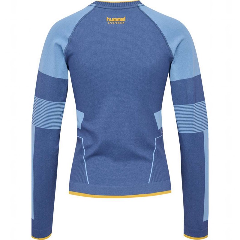 T Shirts Hummel Seamless Tee Ls Femme Bleu | 912385-998