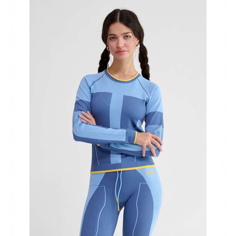 T Shirts Hummel Seamless Tee Ls Femme Bleu | 912385-998