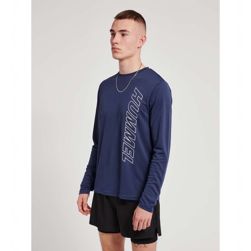 T Shirts Hummel Te Topaz L/S Homme Bleu Marine | 422039-698