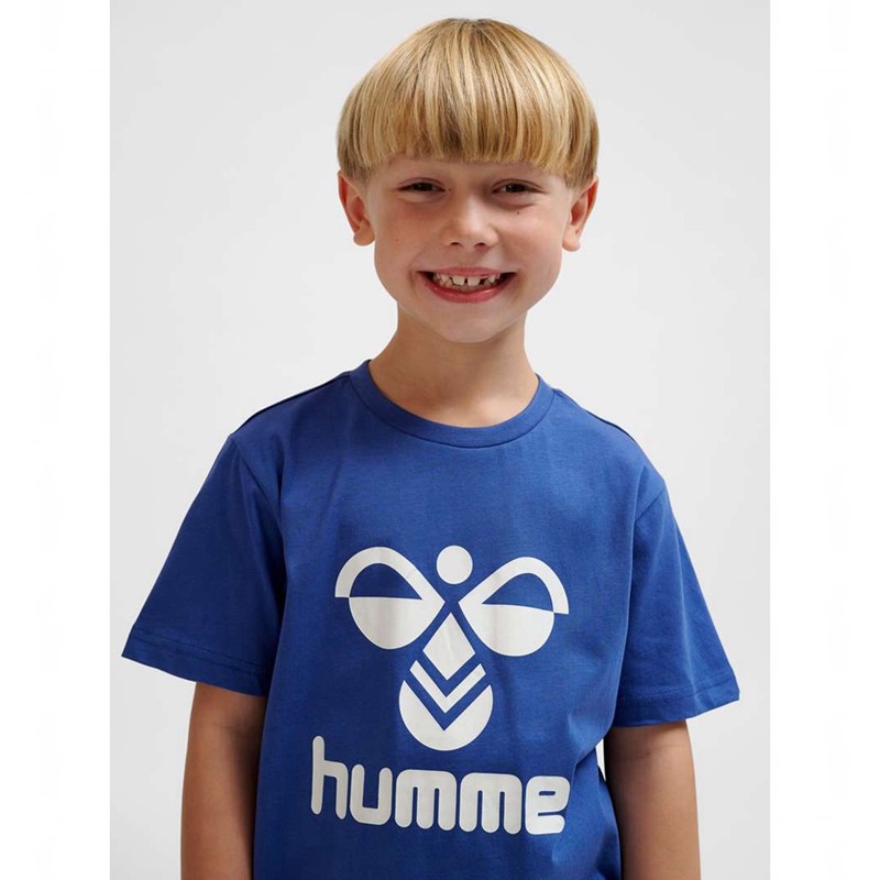 T Shirts Hummel Tres S/S Enfant Bleu | 770067-249