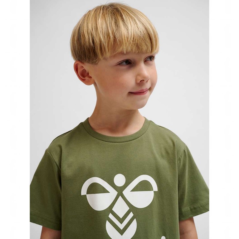 T Shirts Hummel Tres S/S Enfant Vert Olive | 509120-422
