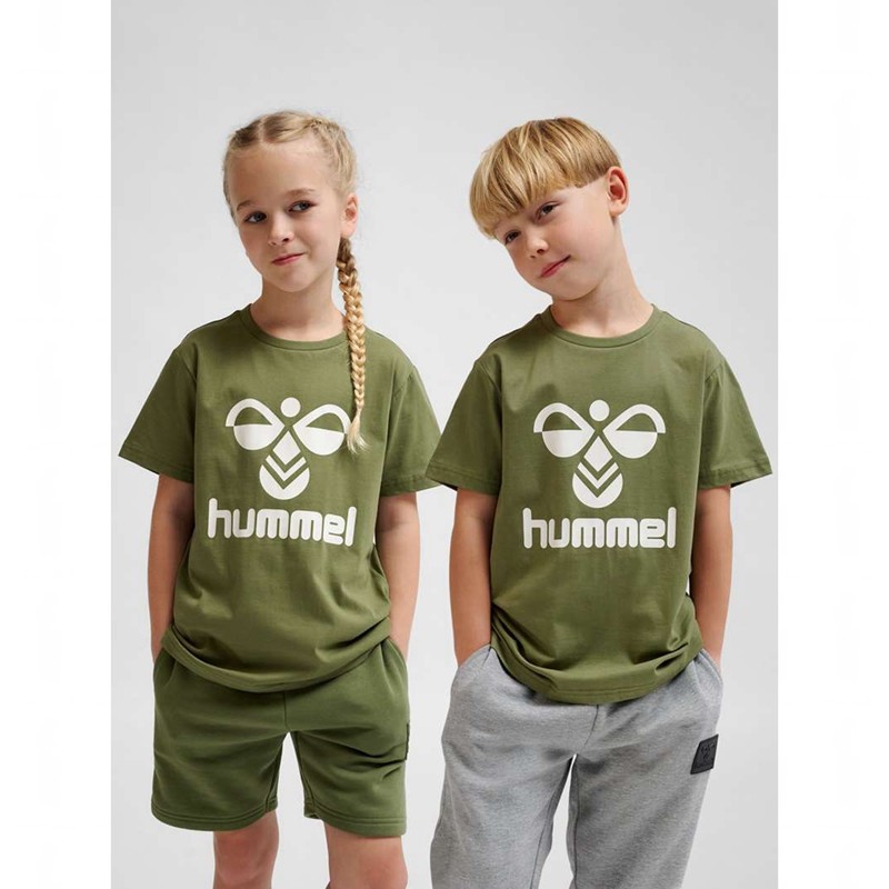 T Shirts Hummel Tres S/S Enfant Vert Olive | 509120-422