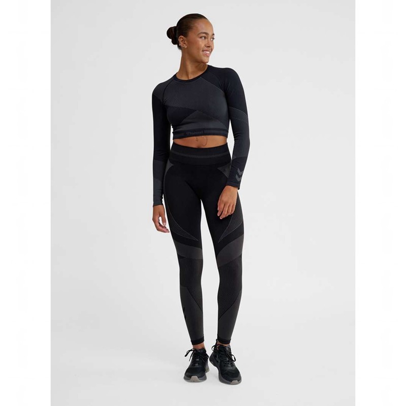 T Shirts Hummel Unity Seamless Crop L/S Femme Noir | 590172-452