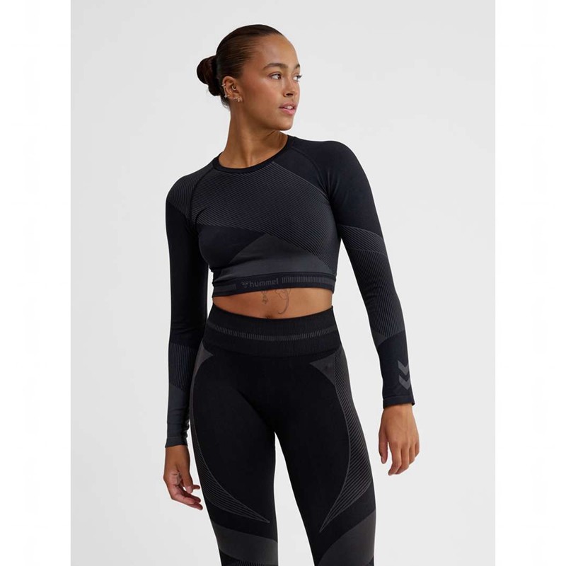 T Shirts Hummel Unity Seamless Crop L/S Femme Noir | 590172-452