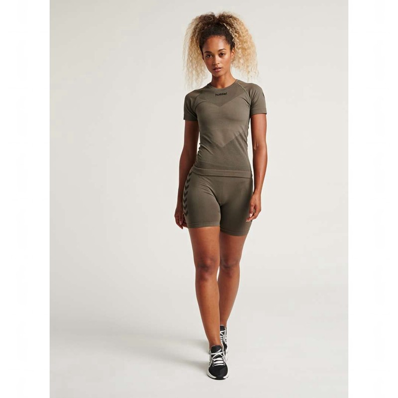 Vestes Hummel First Seamless Tr Sht Tigh W Femme Vert | 500514-040