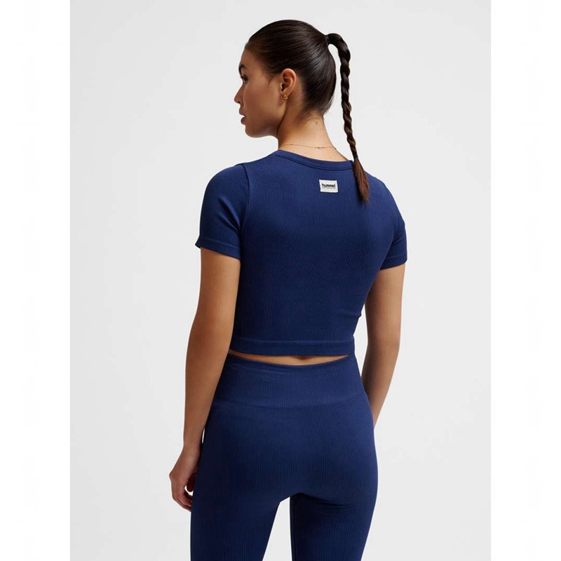 Vestes Hummel Pulse Seamless Rib W S/S Femme Bleu Marine | 571006-454