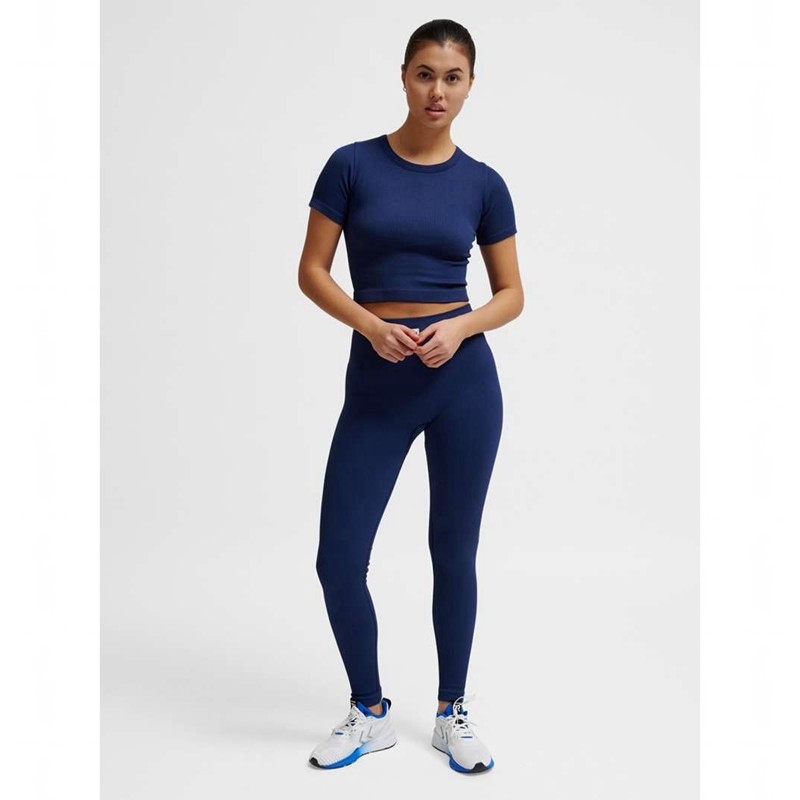 Vestes Hummel Pulse Seamless Rib W S/S Femme Bleu Marine | 571006-454
