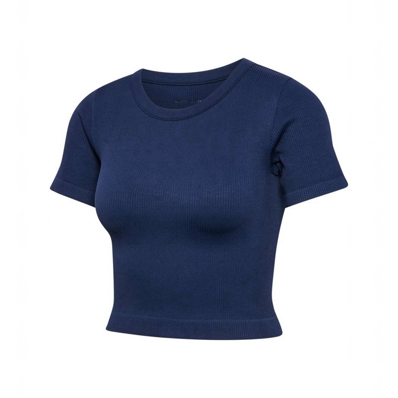 Vestes Hummel Pulse Seamless Rib W S/S Femme Bleu Marine | 571006-454